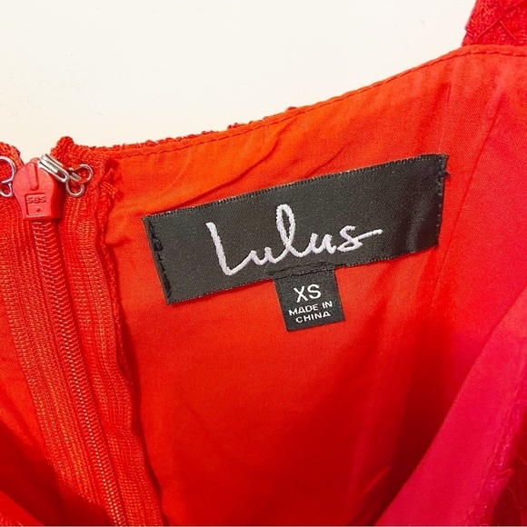 Lulus |  Meg Red Lace Sleeveless Tulip Hem Cocktail Dress Size XS - Picture 5 of 12